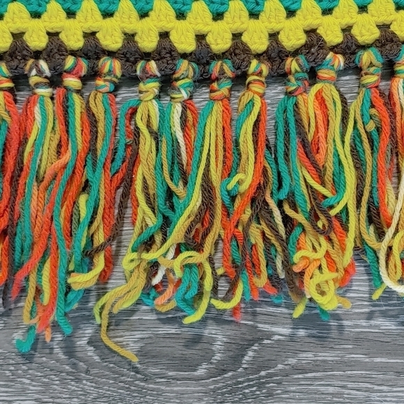 Handmade Crochet Granny Square Multicolored Afghan Blanket - Picture 3 of 4